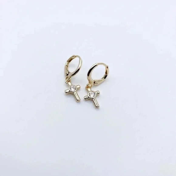 Cross Hoops Earrings - Picture 1 of 6
